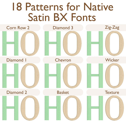 Bilanthy Native BX Embroidery Font - Satin Stitch Alphabet (10 Sizes)
