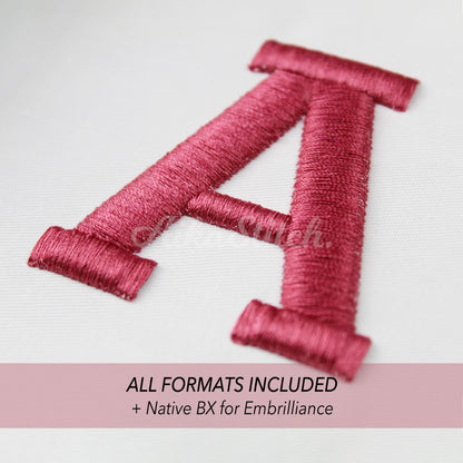 Varsity 3D Puff Native BX Embroidery Font – Foam Alphabet (7 Sizes)