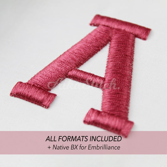 Varsity 3D Puff Native BX Embroidery Font – Foam Alphabet (7 Sizes)