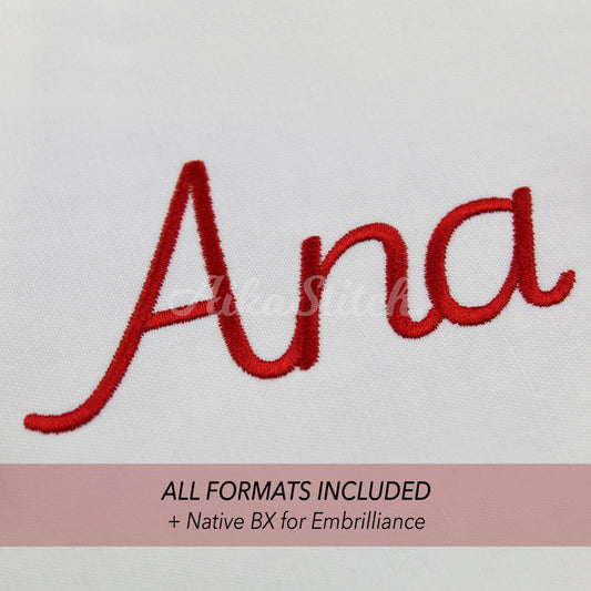 Ana Native BX Embroidery Font - Satin Stitch Alphabet (11 Sizes)