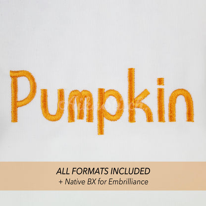 Pumpkin Native BX Embroidery Font - Satin Stitch Alphabet (10 Sizes)
