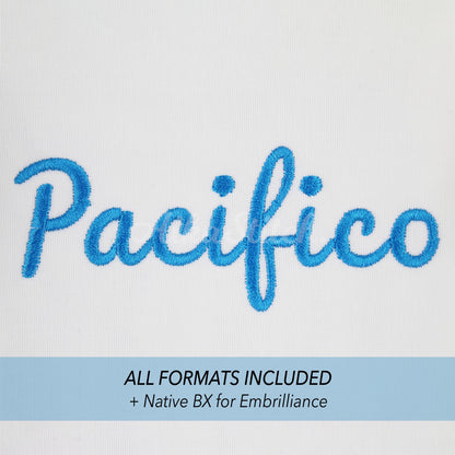 Pacifico Native BX Embroidery Font - Satin Stitch Alphabet (6 Sizes)