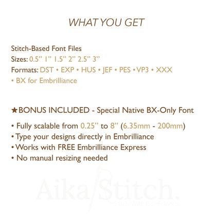 Pacifico Native BX Embroidery Font - Satin Stitch Alphabet (6 Sizes)