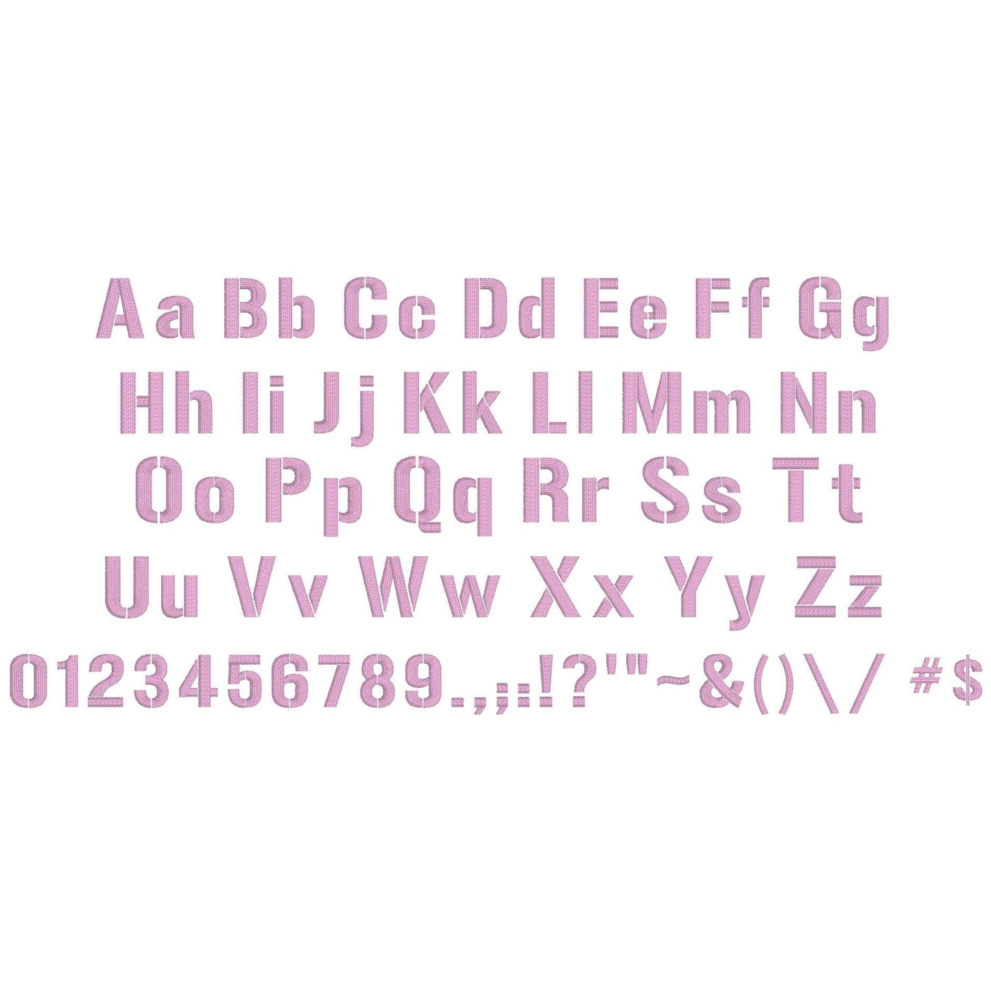 GunPlay Native BX Embroidery Font - Satin Stitch Alphabet (10 Sizes)
