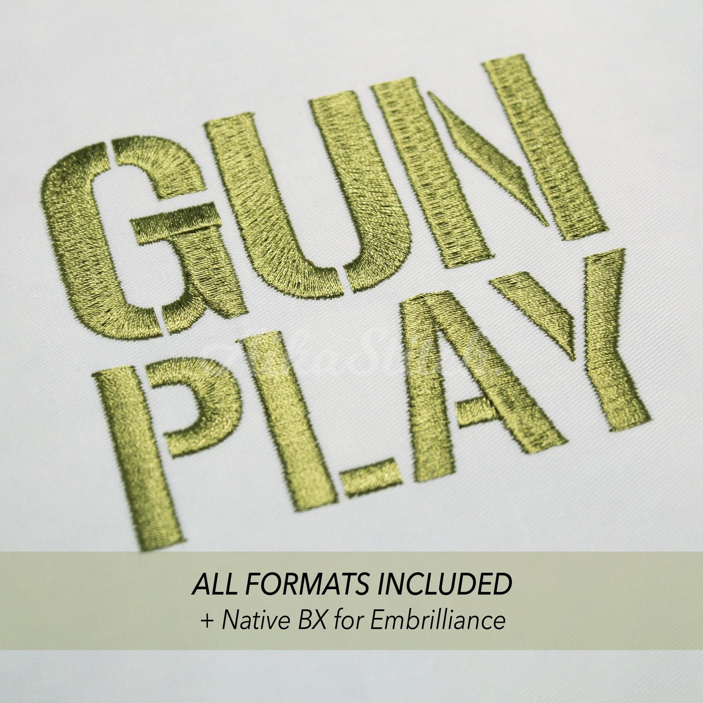 GunPlay Native BX Embroidery Font - Satin Stitch Alphabet (10 Sizes)