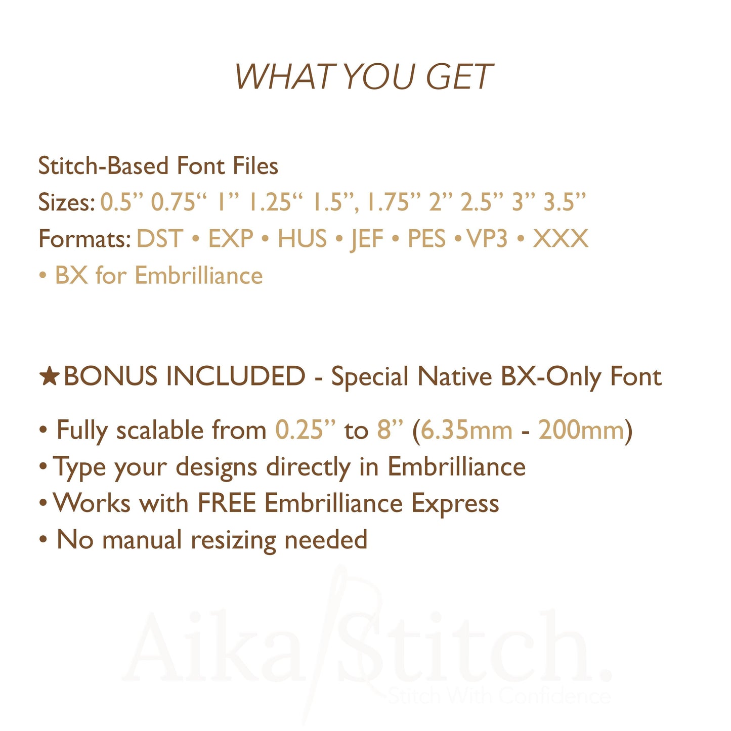 Amita Native BX Embroidery Font - Satin Stitch Alphabet (10 Sizes)