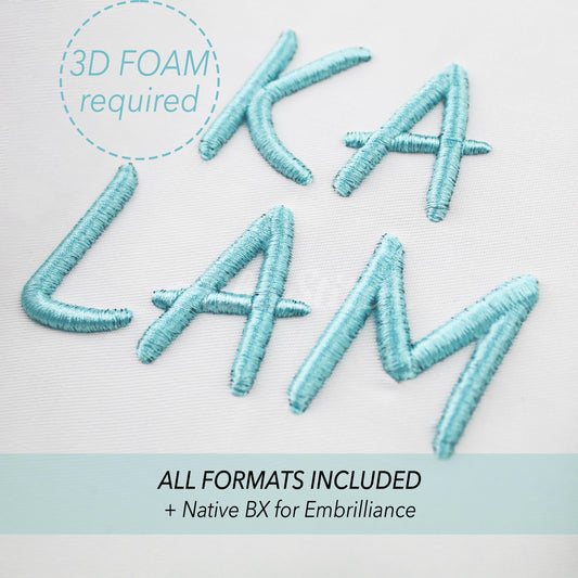 kalam 3D Puff Native BX Embroidery Font – Foam Alphabet (7 Sizes)