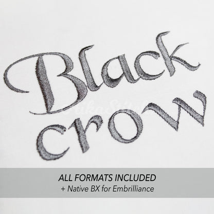 Black Crow Native BX Embroidery Font - Satin Stitch Alphabet (10 Sizes)