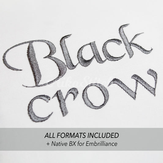 Black Crow Native BX Embroidery Font - Satin Stitch Alphabet (10 Sizes)