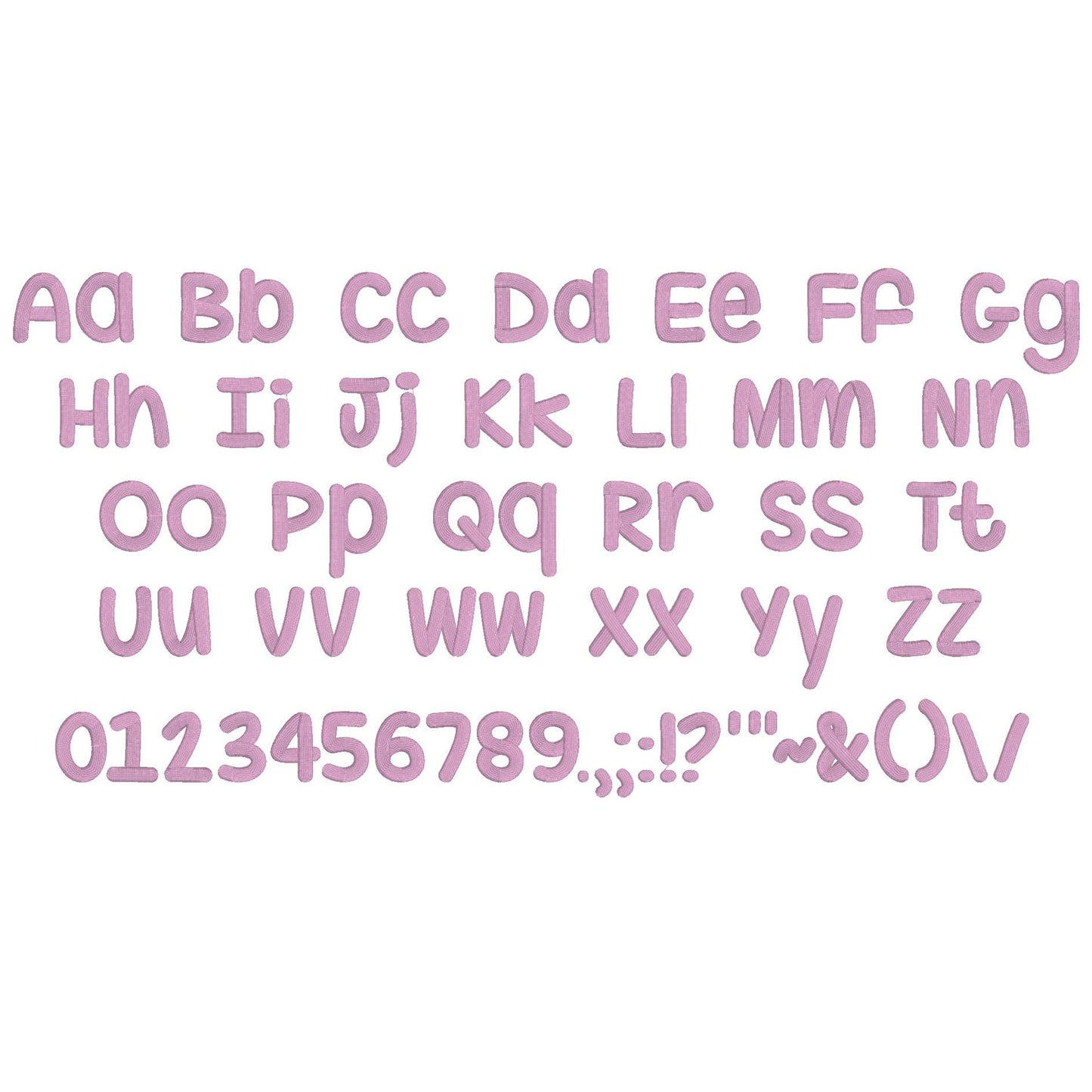 Hug Me 3D Puff Native BX Embroidery Font – Foam Alphabet (7 Sizes)