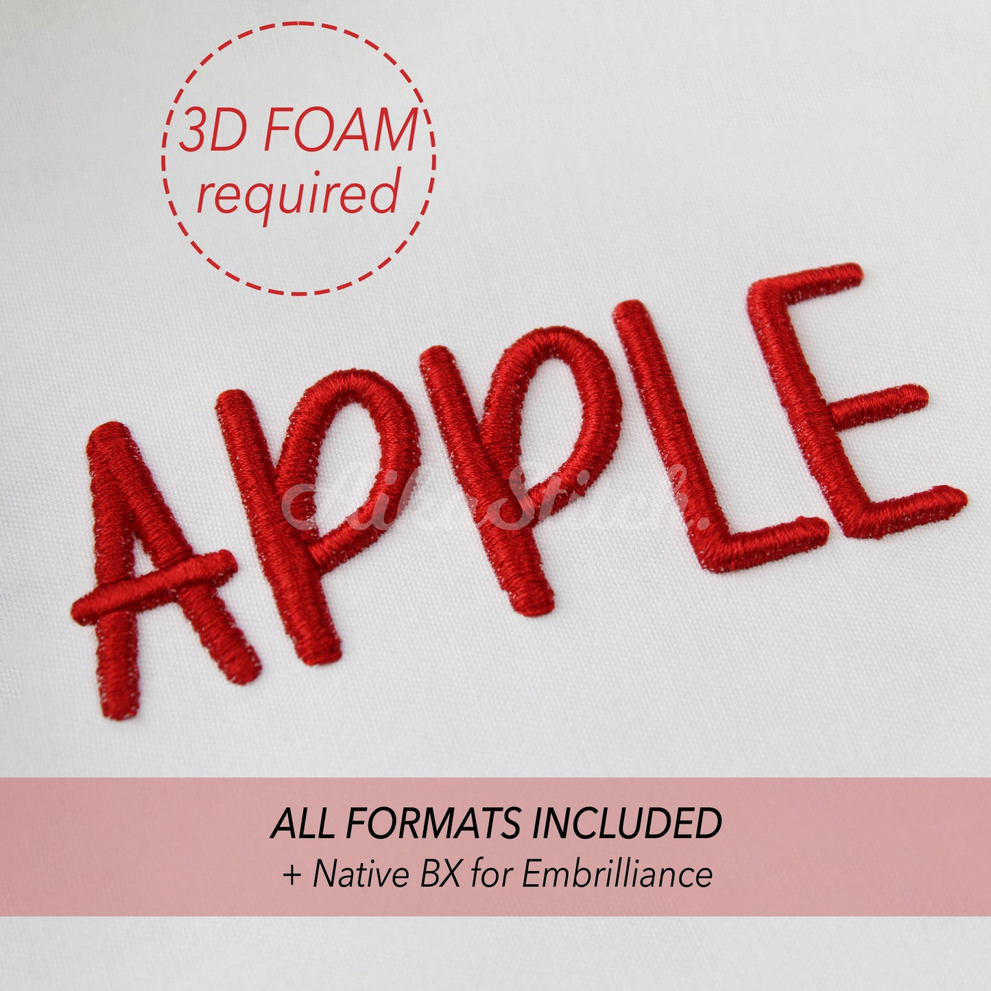 Apple 3D Puff Native BX Embroidery Font – Foam Alphabet (7 Sizes)