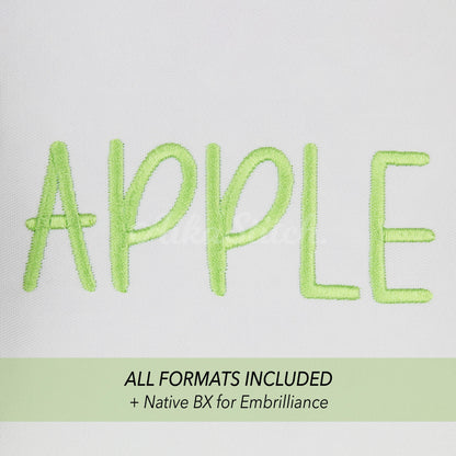 Apple Native BX Embroidery Font - Satin Stitch Alphabet (10 Sizes)