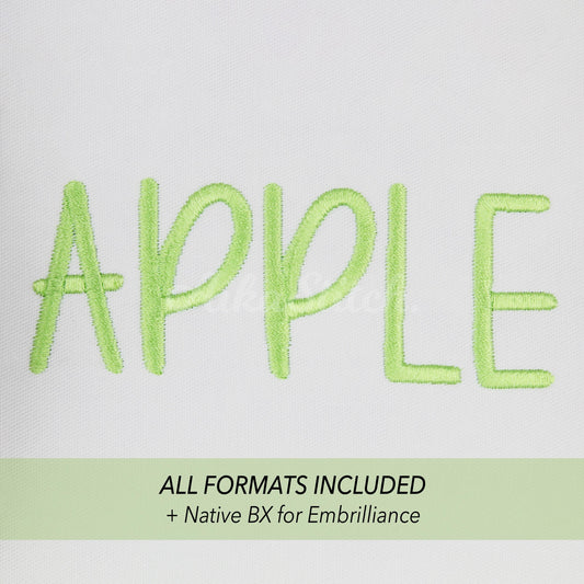 Apple Native BX Embroidery Font - Satin Stitch Alphabet (10 Sizes)
