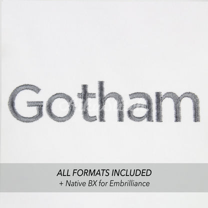 Gotham Native BX Embroidery Font - Satin Stitch Alphabet (10 Sizes)