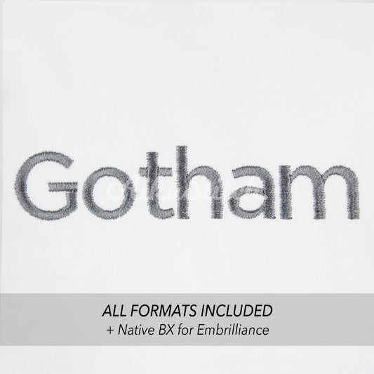 Gotham Native BX Embroidery Font - Satin Stitch Alphabet (10 Sizes)
