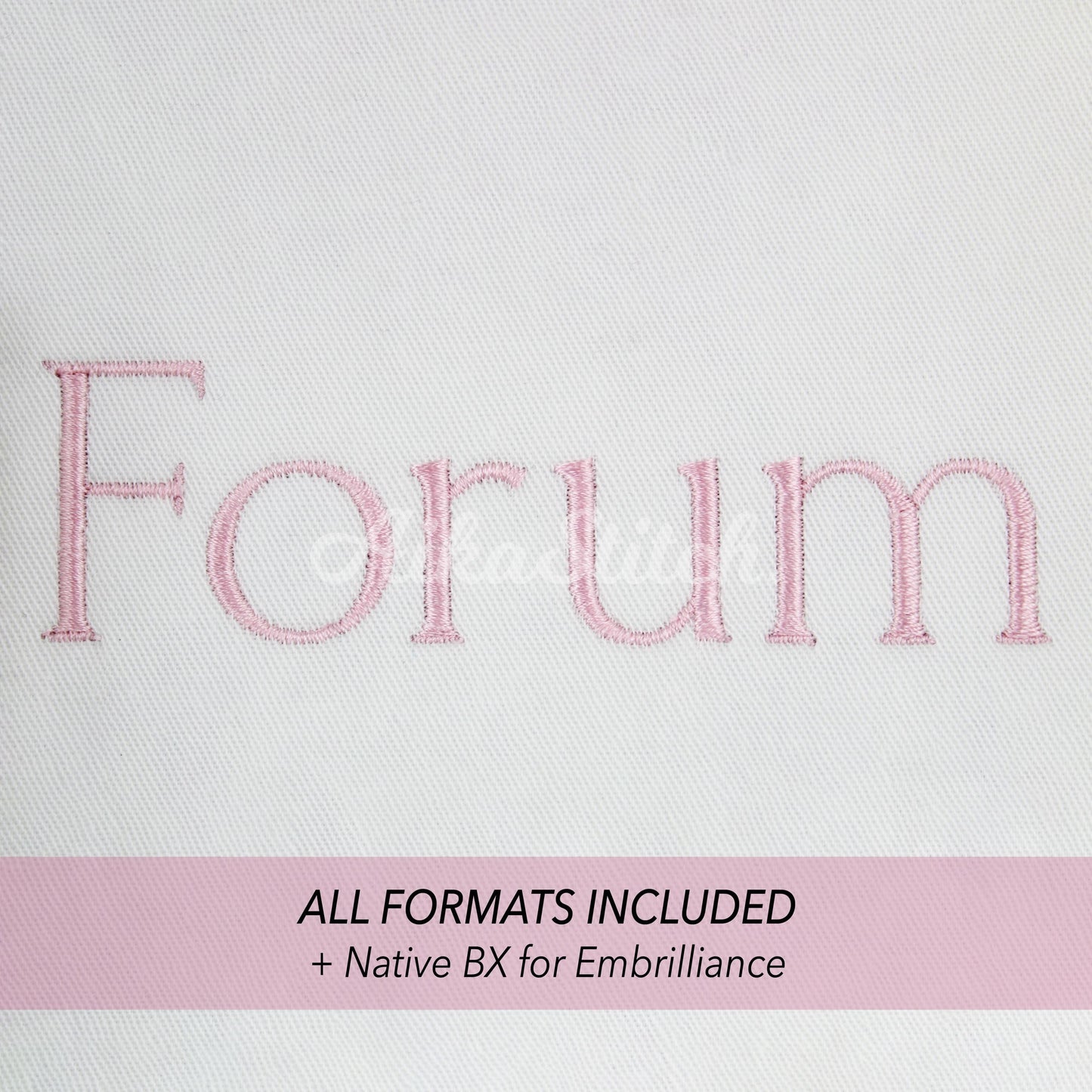 Forum Native BX Embroidery Font - Satin Stitch Alphabet (6 Sizes)