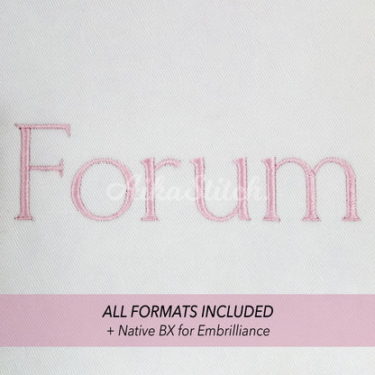 Forum Native BX Embroidery Font - Satin Stitch Alphabet (6 Sizes)