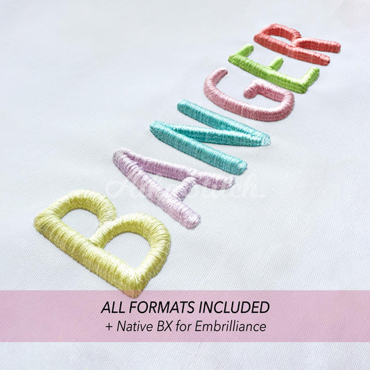 Banger 3D Puff Native BX Embroidery Font – Foam Alphabet (7 Sizes)