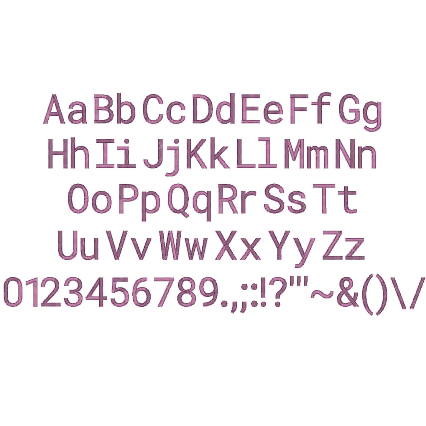 Roboto Native BX Embroidery Font - Satin Stitch Alphabet (11 Sizes)