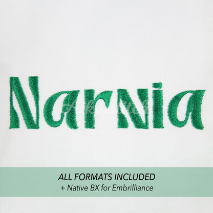 Narnia Native BX Embroidery Font - Satin Stitch Alphabet (10 Sizes)