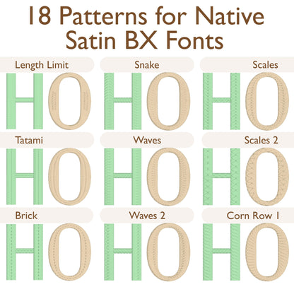 Stencil Army Native BX Embroidery Font - Satin Stitch Alphabet (10 Sizes)