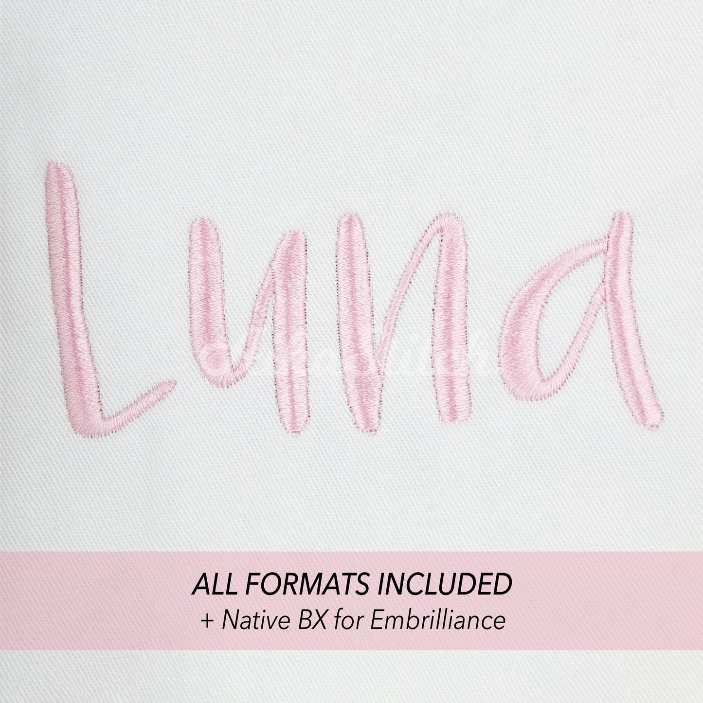 Luna Native BX Embroidery Font - Satin Stitch Alphabet (6 Sizes)