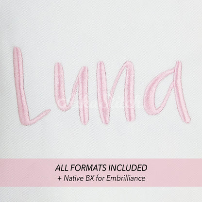 Luna Native BX Embroidery Font - Satin Stitch Alphabet (6 Sizes)