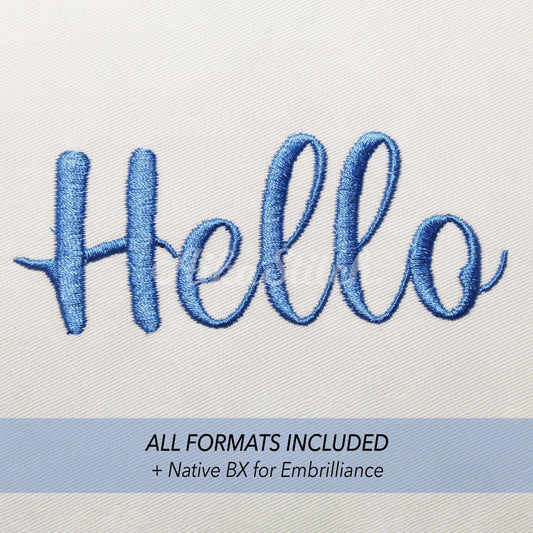 Hello Native BX Embroidery Font - Satin Stitch Alphabet (10 Sizes)