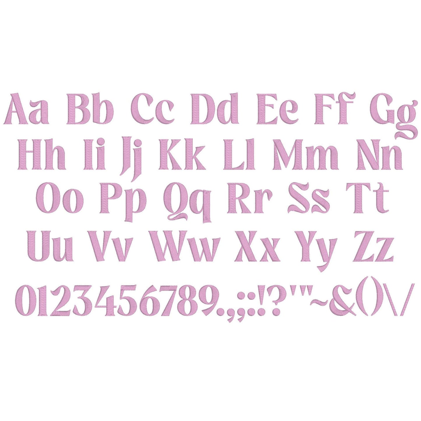 Mile Native BX Embroidery Font - Satin Stitch Alphabet (10 Sizes)