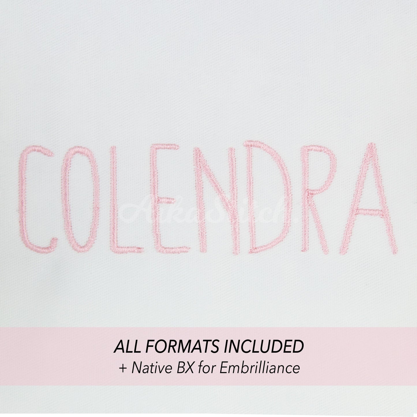 Colendra Native BX Embroidery Font - Satin Stitch Alphabet (6 Sizes)