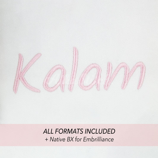 Kalam Native BX Embroidery Font - Satin Stitch Alphabet (6 Sizes)
