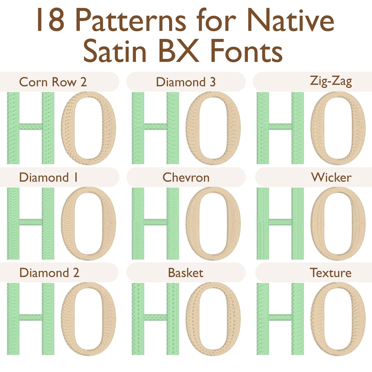 Kalam Native BX Embroidery Font - Satin Stitch Alphabet (6 Sizes)