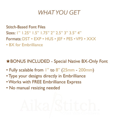 Old London Native BX Embroidery Font - Satin Stitch Alphabet (9 Sizes)