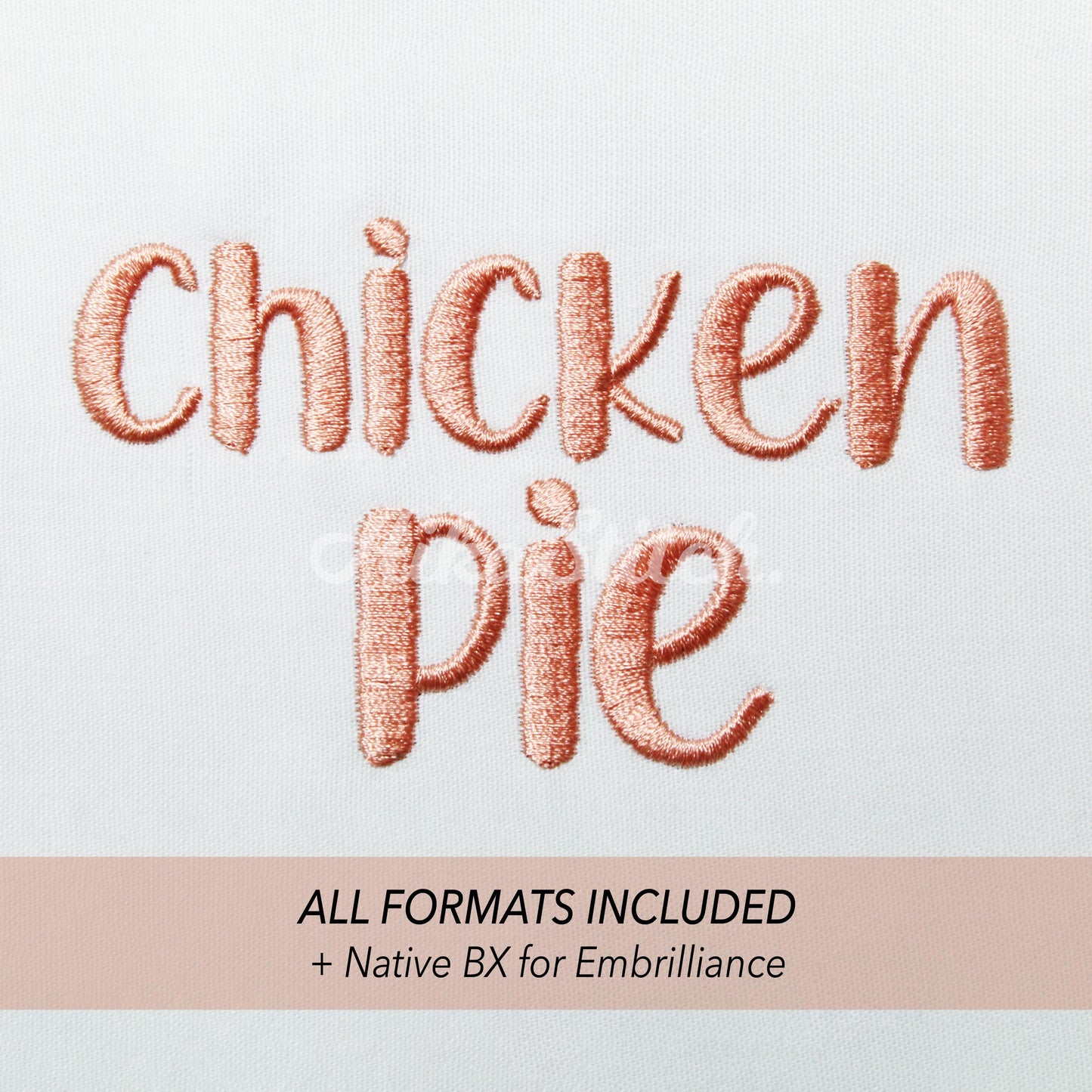 Chicken Pie Native BX Embroidery Font - Satin Stitch Alphabet (10 Sizes)