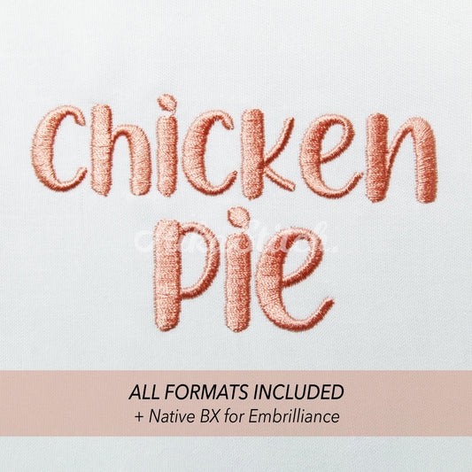 Chicken Pie Native BX Embroidery Font - Satin Stitch Alphabet (10 Sizes)