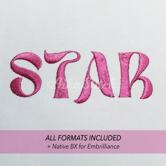 Star Native BX Embroidery Font - Satin Stitch Alphabet (10 Sizes)