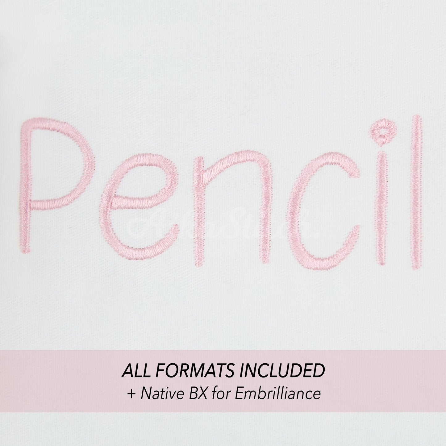 Pencil Native BX Embroidery Font - Satin Stitch Alphabet (6 Sizes)