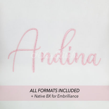 Andina Native BX Embroidery Font - Satin Stitch Alphabet (5 Sizes)