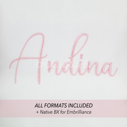 Andina Native BX Embroidery Font - Satin Stitch Alphabet (5 Sizes)