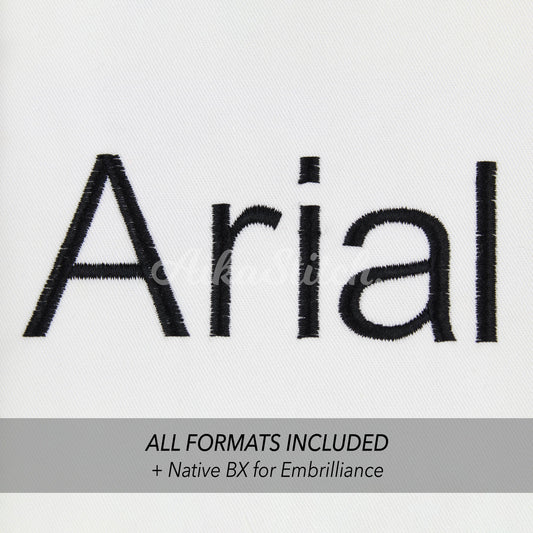 Arial Native BX Embroidery Font - Satin Stitch Alphabet (11 Sizes)