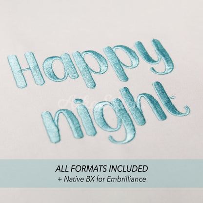 Happy Night Native BX Embroidery Font - Satin Stitch Alphabet (10 Sizes)