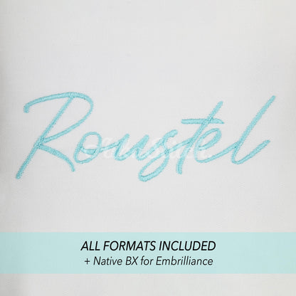 Roustel Native BX Embroidery Font - Satin Stitch Alphabet (5 Sizes)