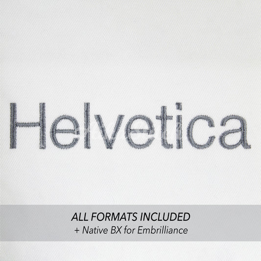 Helvetica Native BX Embroidery Font - Satin Stitch Alphabet (10 Sizes)
