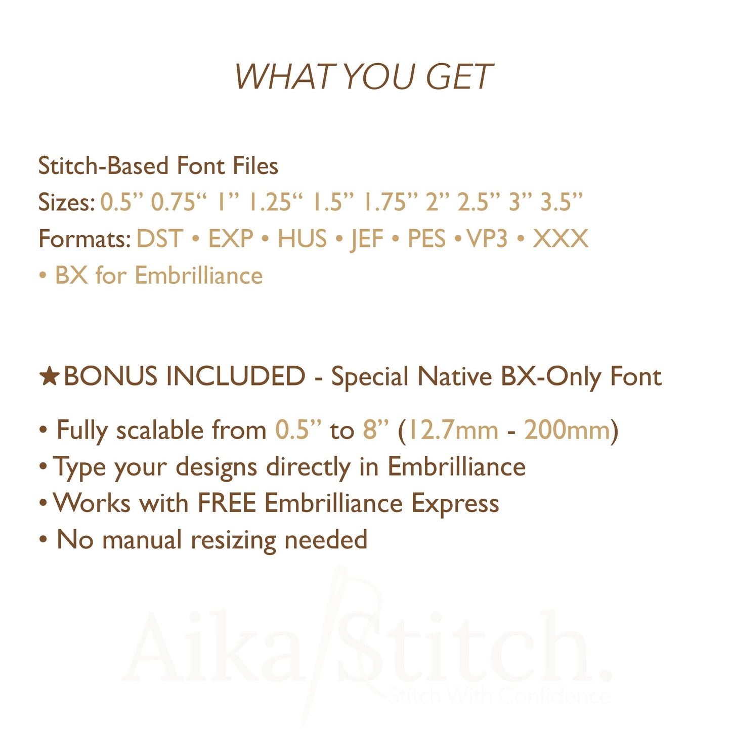 Allura Native BX Embroidery Font - Satin Stitch Alphabet (10 Sizes)