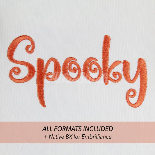 Spooky Native BX Embroidery Font - Satin Stitch Alphabet (10 Sizes)