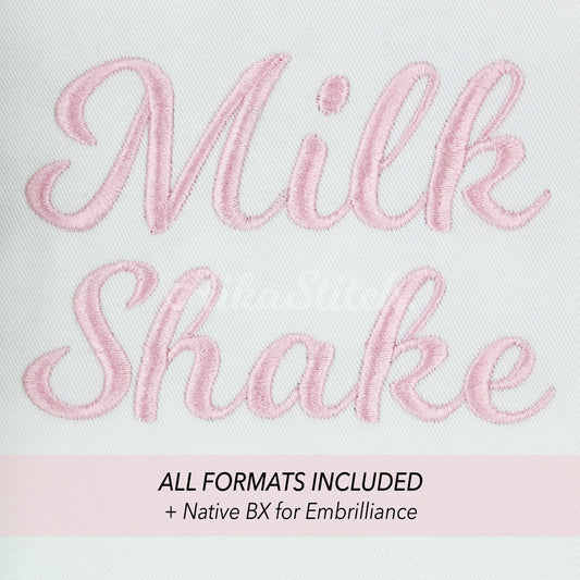 MilkShake Native BX Embroidery Font - Satin Stitch Alphabet (6 Sizes)