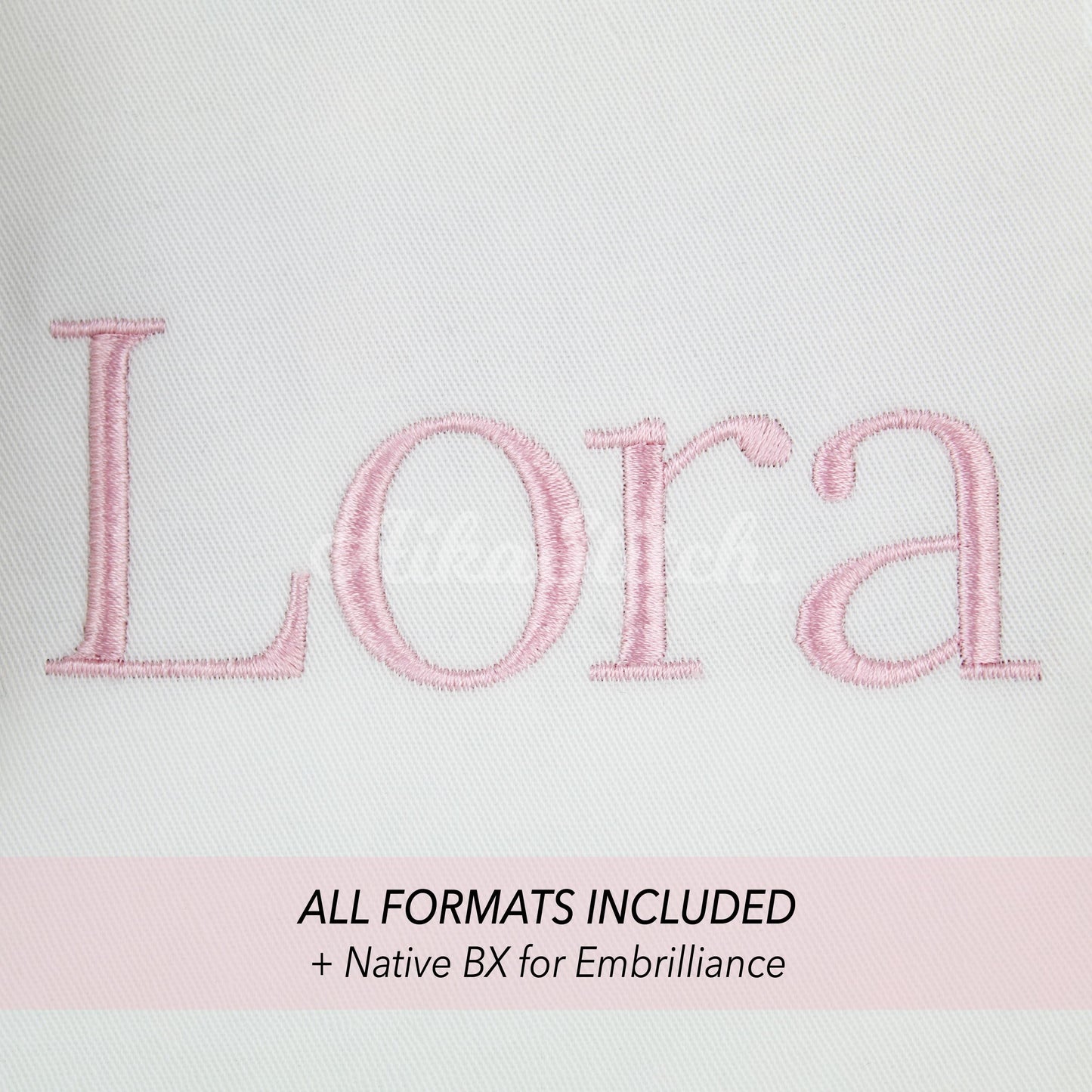 Lora Native BX Embroidery Font - Satin Stitch Alphabet (6 Sizes)