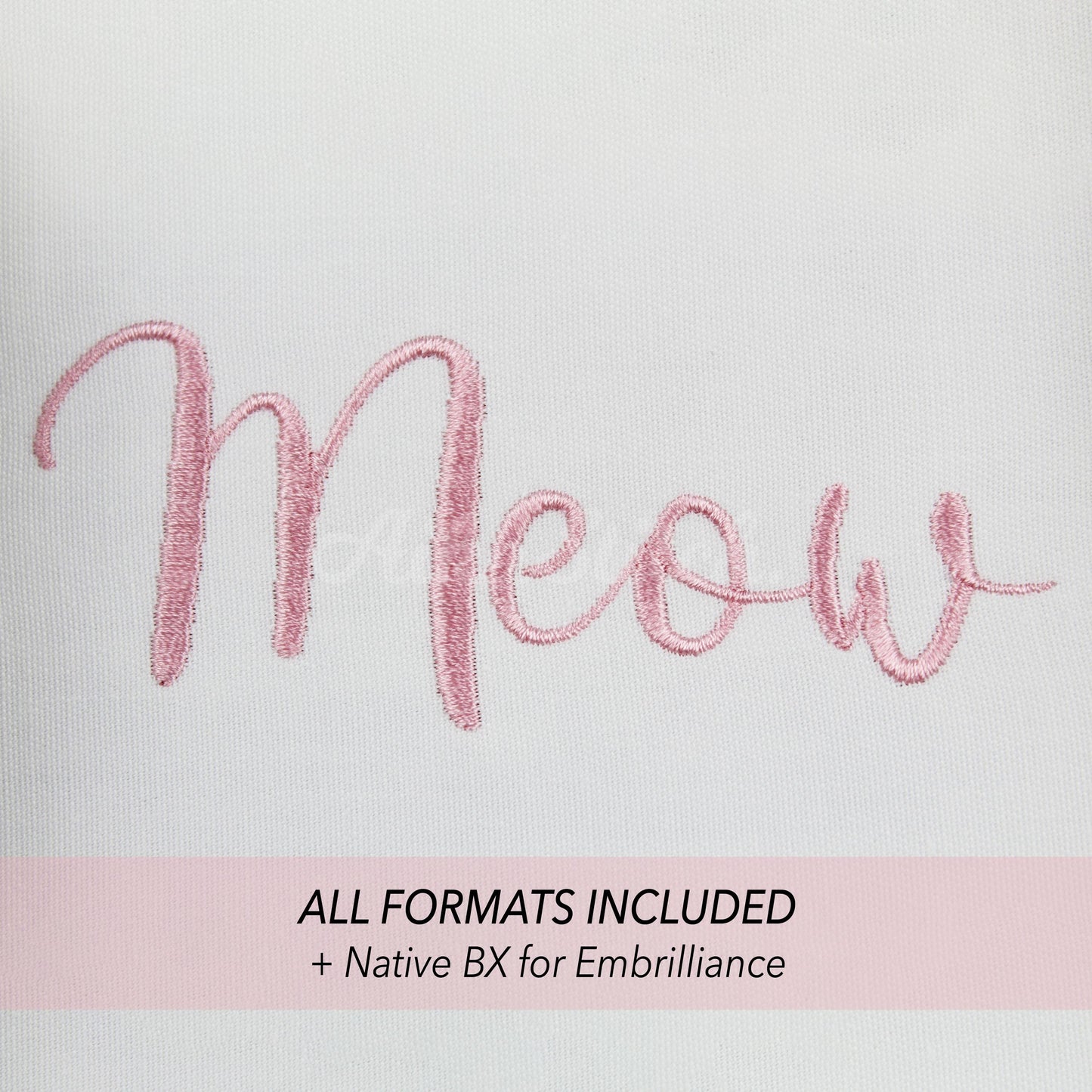 Meow Native BX Embroidery Font - Satin Stitch Alphabet (11 Sizes)