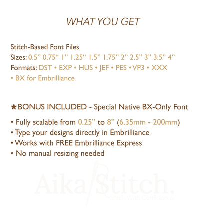 Kids Native BX Embroidery Font - Satin Stitch Alphabet (11 Sizes)