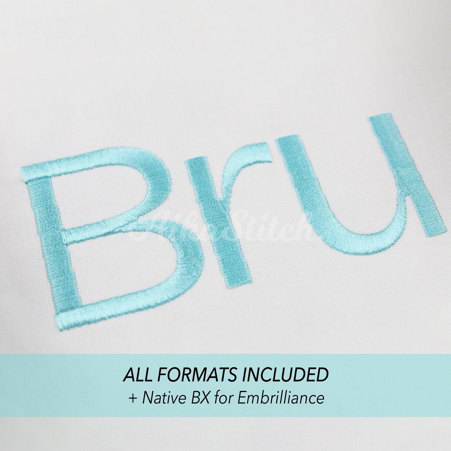 Bru Native BX Embroidery Font - Satin Stitch Alphabet (11 Sizes)